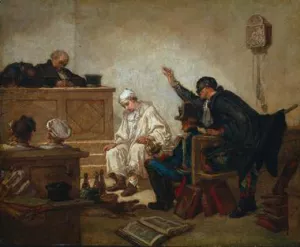 Pierrot in Criminal Court by Jose Benlliure y Gil Oil Painting