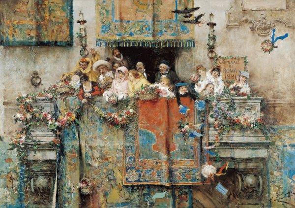 The Carnival In Rome  by Jose Benlliure y Gil - Hand-Painted Oil Painting Reproduction