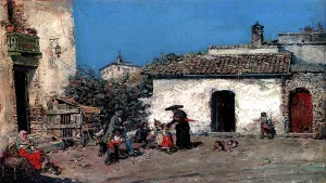 The Priest's Visit by Jose Benlliure y Gil Oil Painting