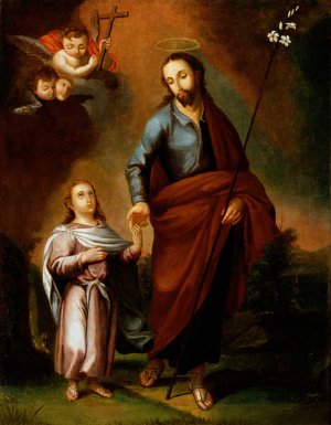 San Jose y el Cristo nino by Jose Campeche Y Jordan Oil Painting