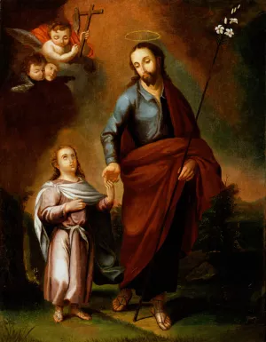 San Jose y el Cristo nino by Jose Campeche Y Jordan Oil Painting
