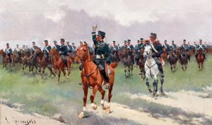 The Cavalry Approaches by Jose Cusachs Oil Painting