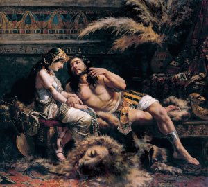 Samson and Delilah by Jose Echenagusia Oil Painting