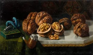 Still Life with Walnuts and Meerschaum by Jose Felipe Parra Oil Painting