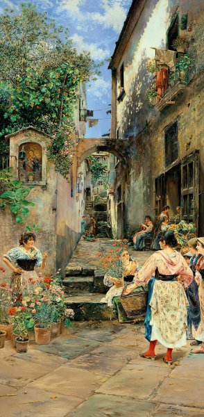 Rumours by Jose Gallegos y Arnosa Oil Painting
