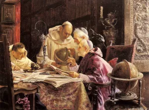 The Geographers Oil painting by Jose Gallegos y Arnosa
