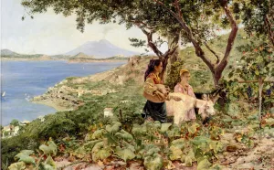 The Goatherders Oil painting by Jose Gallegos y Arnosa