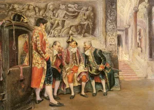 Waiting for His Eminence Oil painting by Jose Gallegos y Arnosa