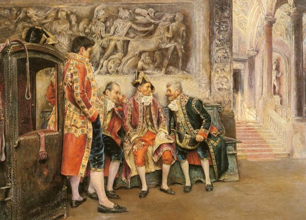 Main Product Photo of Waiting for His Eminence Painting by Jose Gallegos y Arnosa