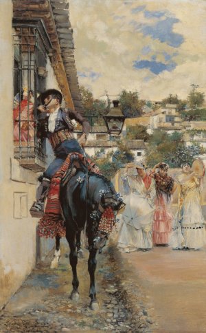 Courting Spanish Style by Jose Garcia Ramos Oil Painting