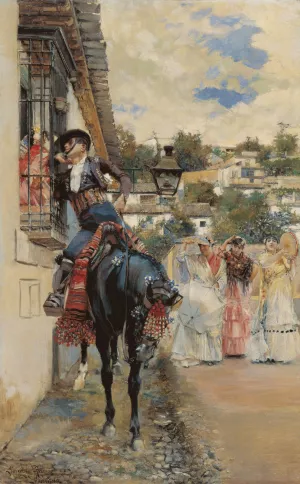 Courting Spanish Style by Jose Garcia Ramos Oil Painting