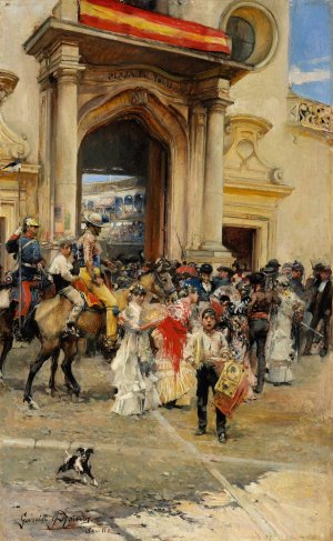Outside The Bullring by Jose Garcia Ramos Oil Painting