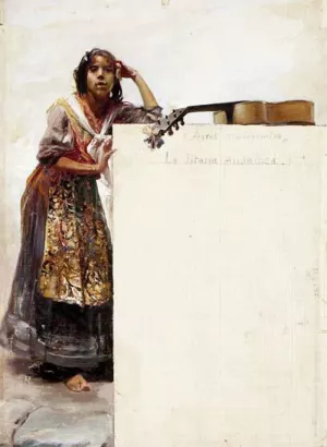 Gitana Oil painting by Jose Garcia y Ramos