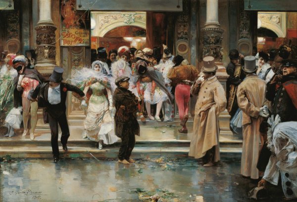 Main Product Photo of Leaving a Masked Ball Painting by Jose Garcia y Ramos