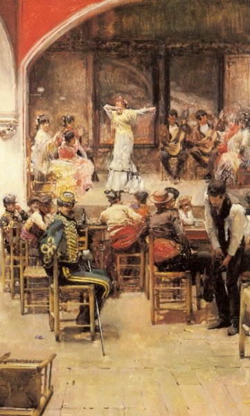 Spanish Cabaret by Jose Garcia y Ramos - Hand-Painted Oil Painting Reproduction