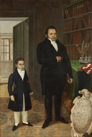 Mariano Alejo alvarez and his Son by Jose Gil De Castro Oil Painting