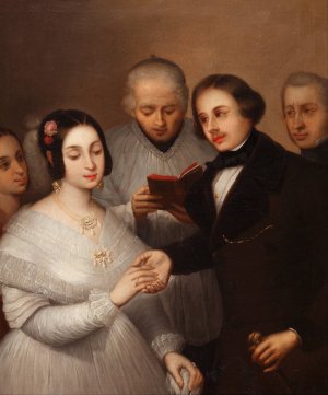 A Wedding in 1830 by Jose Gutierrez De La Vega   Oil Painting