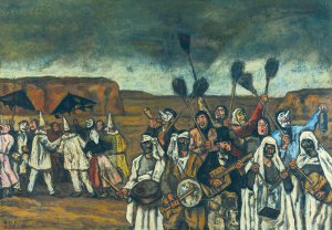 The masquerade of the brooms by Jose Gutierrez Solana Oil Painting