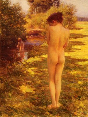 La Baignade by Jose Julio De Souza-Pinto Oil Painting