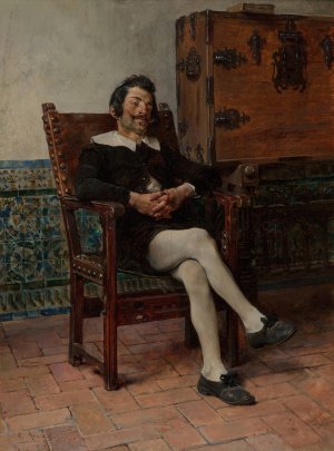A moment of repose by Jose Jimenez y Aranda Oil Painting