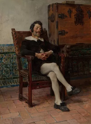 A moment of repose by Jose Jimenez y Aranda Oil Painting