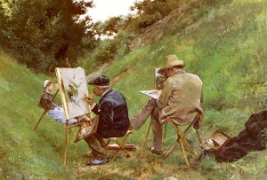 Los Dos Pintores by Jose Jimenez y Aranda Oil Painting
