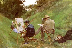Los Dos Pintores by Jose Jimenez y Aranda Oil Painting