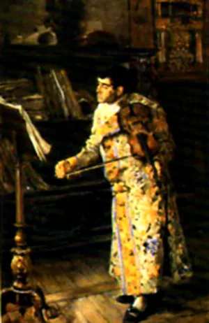 Tocando el Violin by Jose Jimenez y Aranda Oil Painting