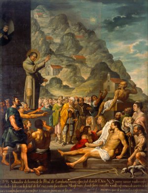 Miracles Of The Blessed Salvador Of Horta by Jose Juarez Oil Painting