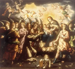 The Appearance of the Virgin and Child to Saint Francis Oil painting by Jose Juarez