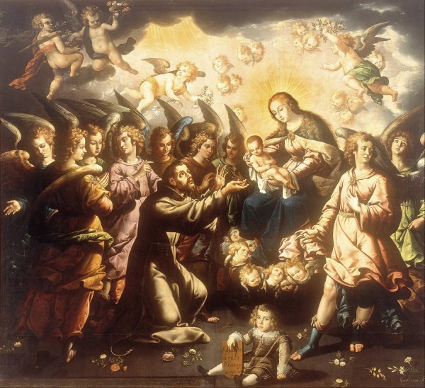 The Appearance of the Virgin and Child to Saint Francis by Jose Juarez - Hand-Painted Oil Painting Reproduction