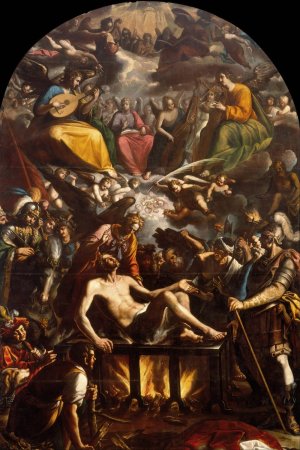 The Martyrdom Of Saint Lawrence by Jose Juarez Oil Painting
