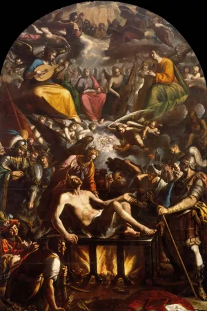 The Martyrdom Of Saint Lawrence by Jose Juarez Oil Painting