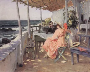 Praia das Macas by Jose Malhoa Oil Painting