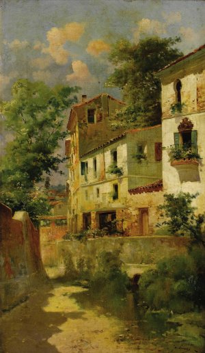 Casas Espanoles by Jose Maria Jardines Oil Painting