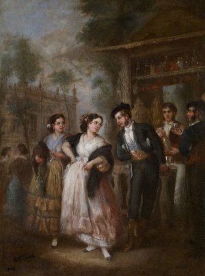 The Refreshment by Jose Maria Romero Y Lopez Oil Painting