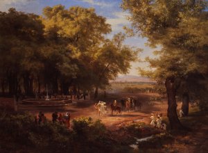 The Mexico City Alameda by Jose Maria Velasco Oil Painting