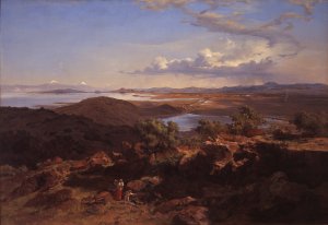 The Valley of Mexico from the Santa Isabel Mountain Range by Jose Maria Velasco Oil Painting