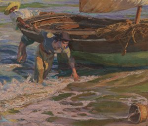 Beaching the Boat by Jose Mongrell Oil Painting