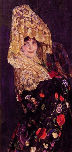The Maja by Jose Mongrell y Torrent Oil Painting