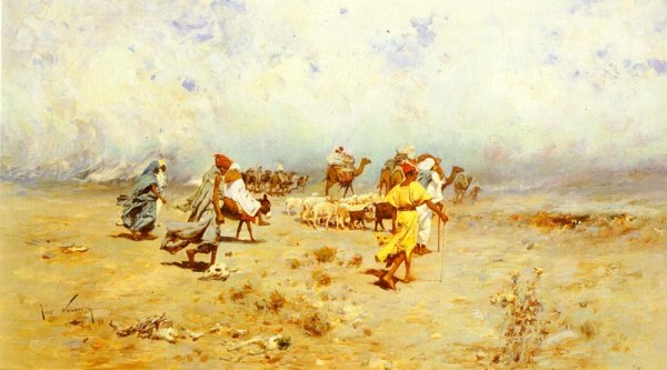 Main Product Photo of An Arab Caravan On The Move Painting by Jose Navarro Llorens