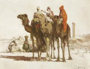 Camellos Oil painting by Jose Navarro Llorens