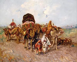 Caravana Arabe by Jose Navarro Llorens - Oil Painting Reproduction