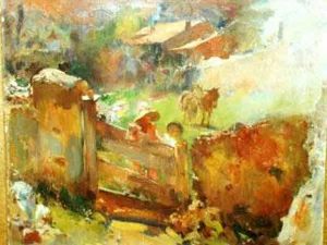 Corral Oil painting by Jose Navarro Llorens