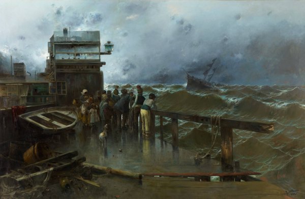 Main Product Photo of Shipwreck Warning  Painting by Jose Navarro Y Llorens