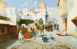 The Souk by Jose Navarro Y Llorens Oil Painting