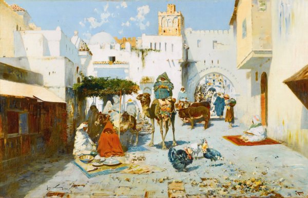 Main Product Photo of The Souk  Painting by Jose Navarro Y Llorens