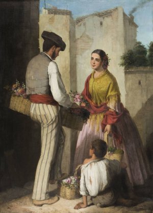 Flower Seller by Jose Roldan Oil Painting