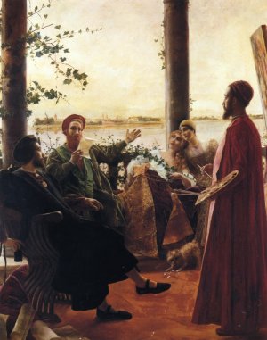 Patrons of the Arts by Jose Villegas y Cordero Oil Painting