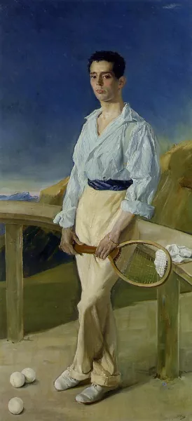 The Tennis Player: Pablo Ramos Villegas painting by Jose Villegas y Cordero